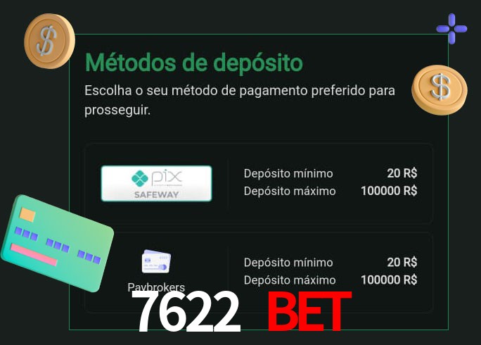 O cassino 7622 Bet oferece uma grande variedade de métodos de pagamento